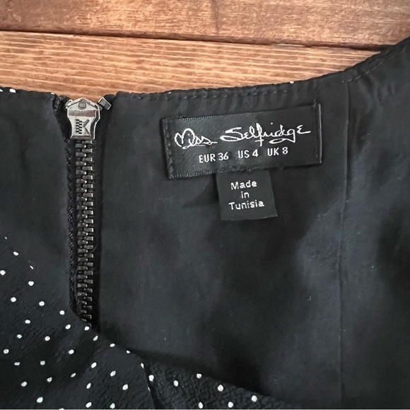 Miss Selfridge cropped puff sleeve top Size 4 polka dot black  white sweetheart - Picture 8 of 14